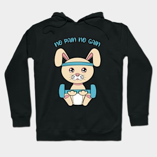 No pain no gain, Cute rabbit lifting weights. Hoodie